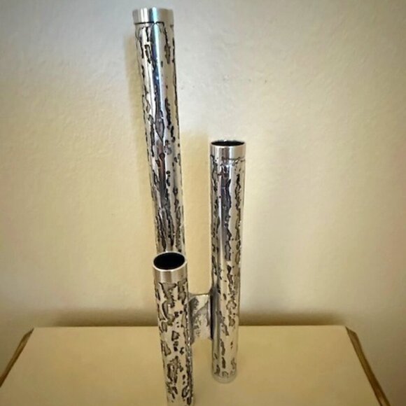 STEPHEN DALY ALUMINIUM BRUTALIST CANDLE HOLDER ABSTRACT SCULPTURE RHONNINA - Picture 1 of 4